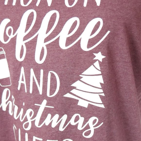 Canvas Boutique I Run on Coffee and Christmas Spirit Maroon Graphic Tee Large L - Picture 7 of 9